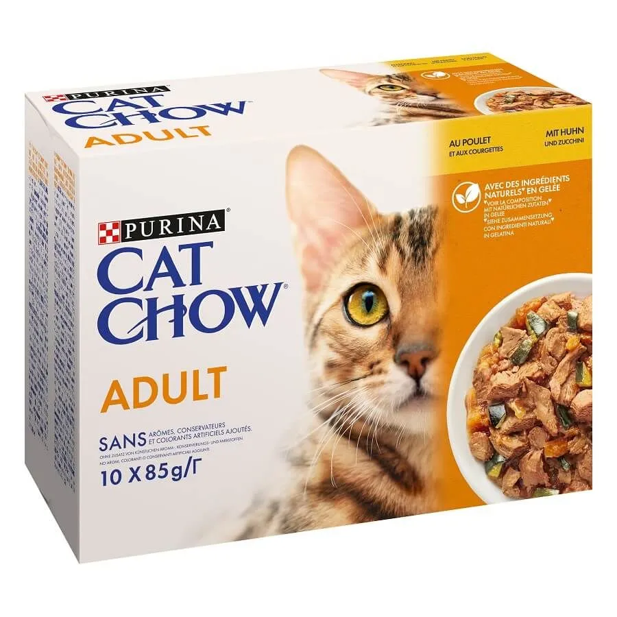 Purina Cat Chow Chat Adulte Poulet 10 X 85 G