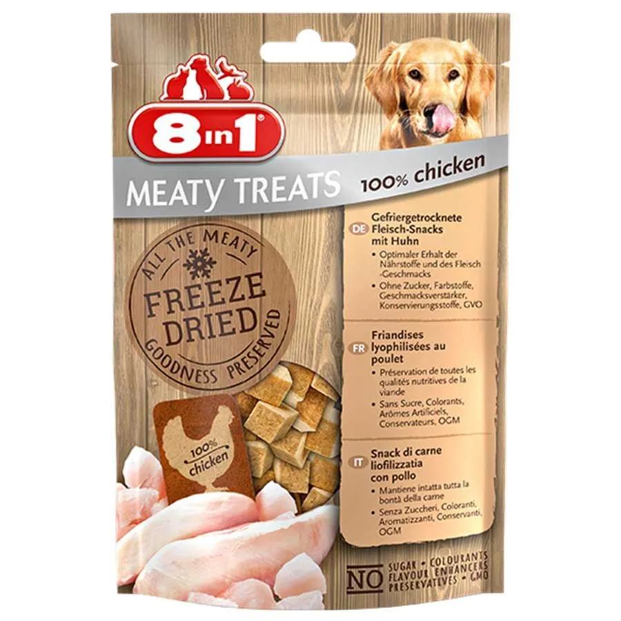 8in1 Freeze Dried Meaty Treats 100 % Blanc De Poulet Pour Chien 50 G