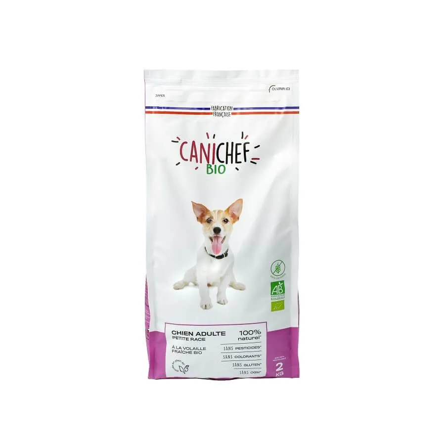 Canichef Croquettes BIO Sans Céréales, Sans Gluten Chien Petite Race 2 Kg
