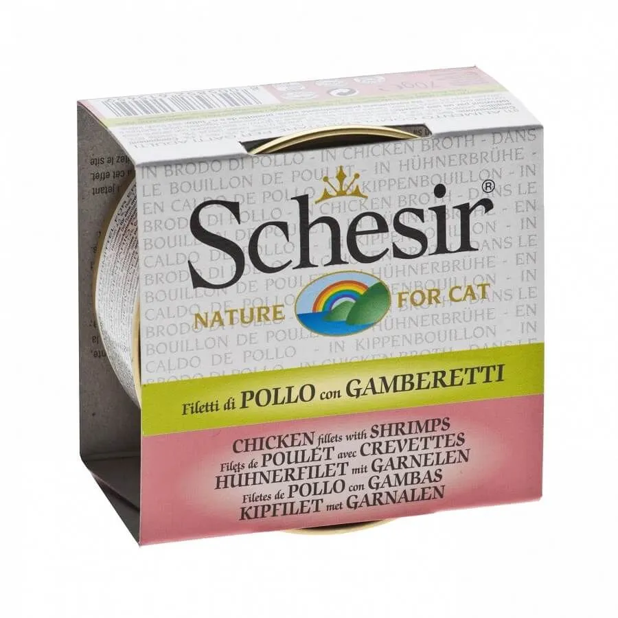 Schesir Filets De Poulet Avec Crevettes Pour Chat 14 X 70 G
