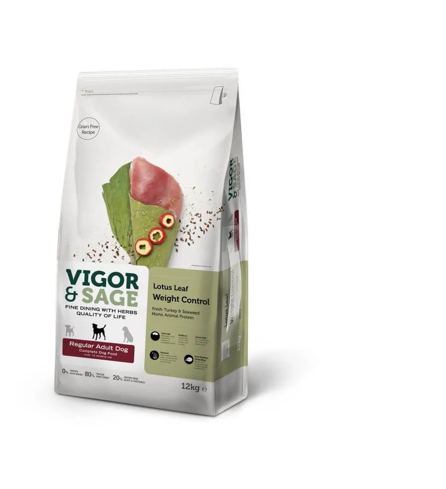 Vigor Sage Vigor & Sage Chien Medium Algue/Dinde 12 Kg - Destockage